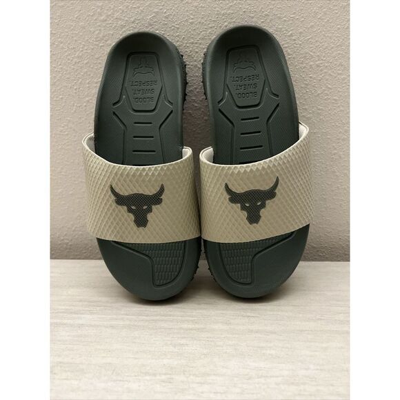 Under Armour Men's Sz 7 Green/Black UA Project Rock SL 2.0 Michelin Slides - Picture 2 of 7